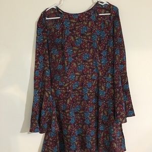 Floral print boohoo dress with cutouts size 10